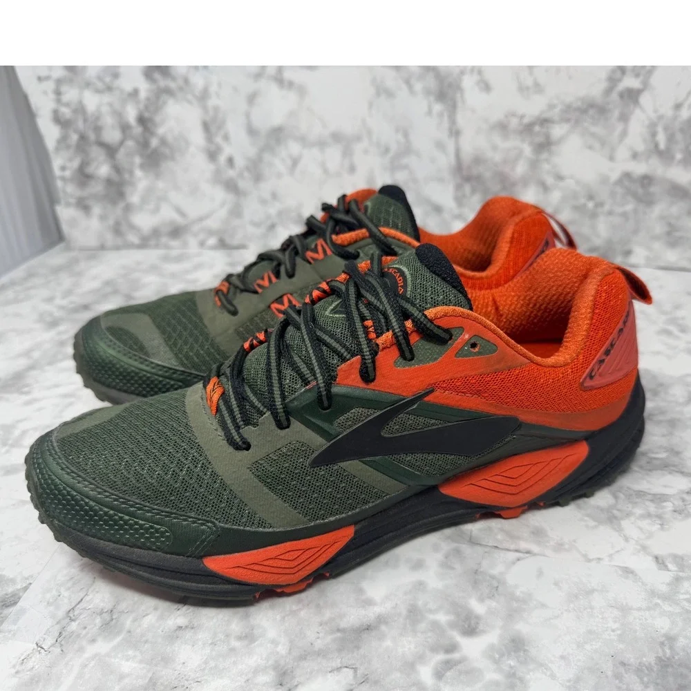 Brooks Cascadia 14 Mens‎ Trail Running Shoes Olive Green Orange gorpcore